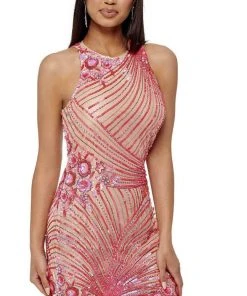 Rachel Allan - 40130 Sequined Keyhole Back Sheath Dress
