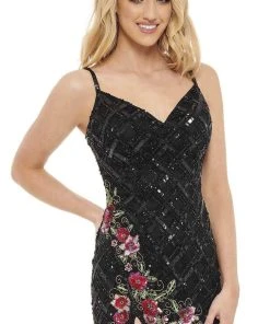 Rachel Allan - 40153 Sequin Lattice Sheath Dress