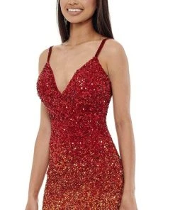 Rachel Allan - 40165 Sequined Ombre Sheath Dress