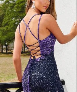 Rachel Allan 40175 - Beaded V-Neck Sheath Cocktail Dress