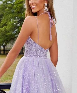 Rachel Allan 40179 - Dual Strap Glitter A-Line Cocktail Dress