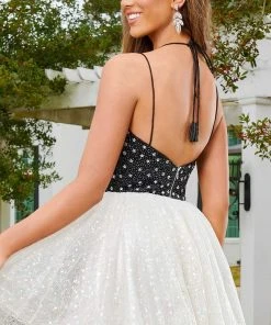 Rachel Allan 40179 - Dual Strap Glitter A-Line Cocktail Dress