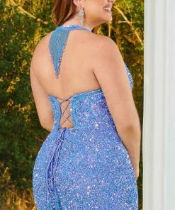 Rachel Allan 40213 - Halter V-Neck Sequin Cocktail Dress 22 Rachel Allan 40213 - Halter V-Neck Sequin Cocktail Dress