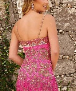 Rachel Allan 40230 - Sleeveless Beaded Fringe Cocktail Dress