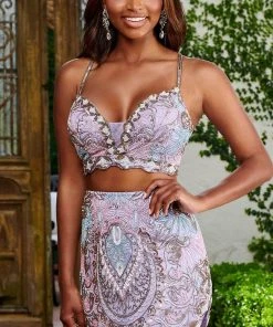 Rachel Allan 40232 - Two-Piece Beaded Cocktail Dress