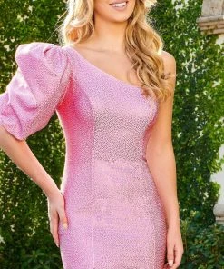 Rachel Allan 40240 - Puffed Sleeve Sheath Cocktail Dress