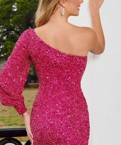 Rachel Allan 40255 - Bishop Sleeve Beaded Cocktail Dress