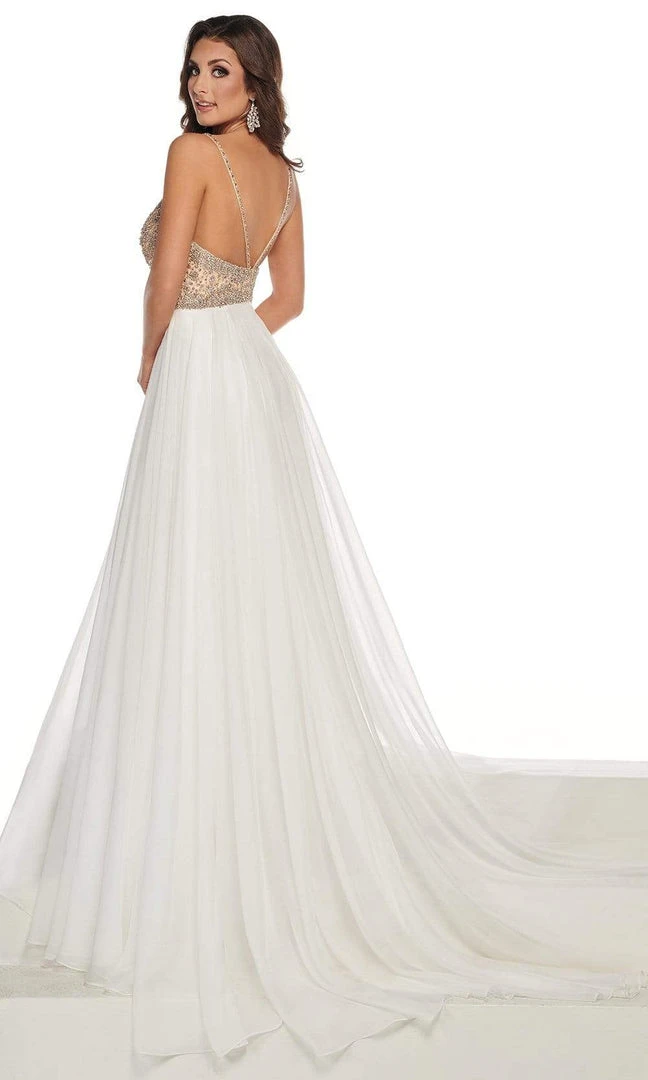 Rachel Allan - 50010 Beaded V Neck Pleated A-Line Dress With Slit 7 Rachel Allan - 50010 Beaded V Neck Pleated A-Line Dress With Slit