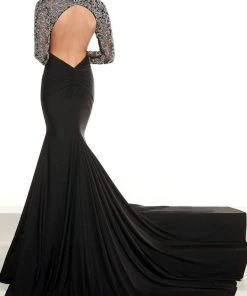 Rachel Allan - 50017 Beaded Long Sleeves Trumpet Gown 8 Rachel Allan - 50017 Beaded Long Sleeves Trumpet Gown