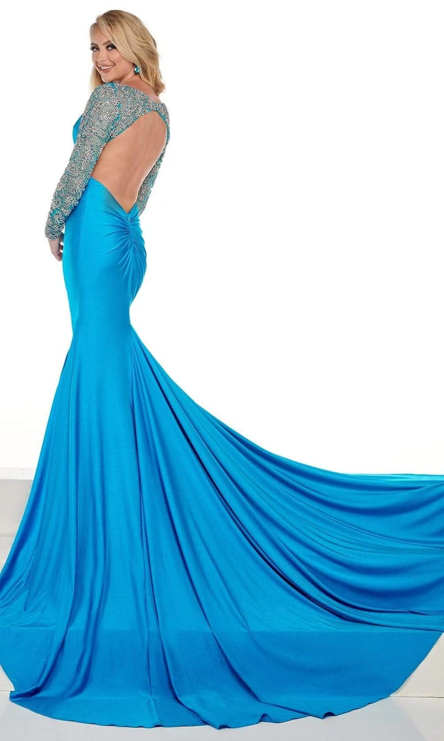 Rachel Allan - 50017 Beaded Long Sleeves Trumpet Gown 7 Rachel Allan - 50017 Beaded Long Sleeves Trumpet Gown