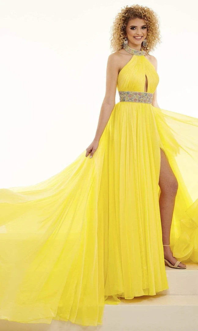 Rachel Allan - 50031 High Halter Ruched Chiffon Dress 6 Rachel Allan - 50031 High Halter Ruched Chiffon Dress