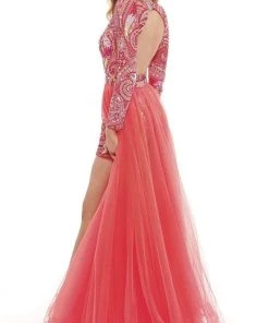 Rachel Allan - 50045 Long Sleeve Bedazzled Romper