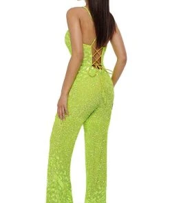 Rachel Allan - 50063 Crisscross Embellished Jumpsuit