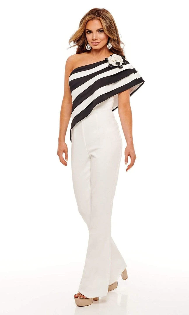 Rachel Allan - 50089 Stripe Draped Jumpsuit 7 Rachel Allan - 50089 Stripe Draped Jumpsuit