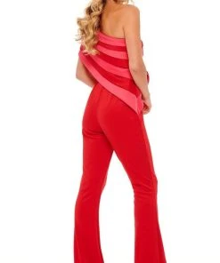 Rachel Allan - 50089 Stripe Draped Jumpsuit 11 Rachel Allan - 50089 Stripe Draped Jumpsuit