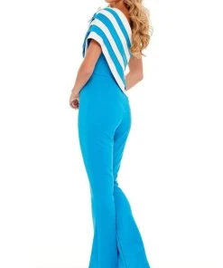Rachel Allan - 50089 Stripe Draped Jumpsuit 9 Rachel Allan - 50089 Stripe Draped Jumpsuit