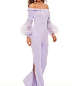 Rachel Allan - 50095 Bubble Sleeve Off Shoulder Jumpsuit