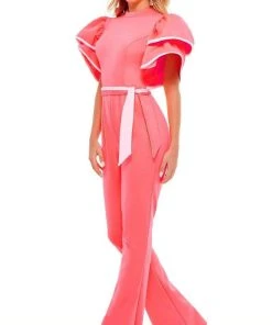 Rachel Allan - 50101 Flutter Sleeve Contrast Jumpsuit