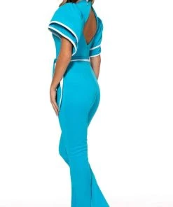 Rachel Allan - 50101 Flutter Sleeve Contrast Jumpsuit 11 Rachel Allan - 50101 Flutter Sleeve Contrast Jumpsuit