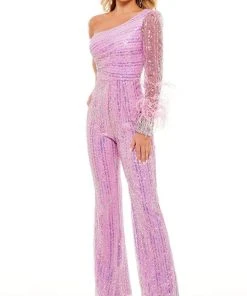 Rachel Allan - 50105 One Shoulder With Sheer Detail Dress 8 Rachel Allan - 50105 One Shoulder With Sheer Detail Dress