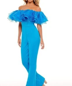 Rachel Allan - 50106 Draped Ruffle Jumpsuit 10 Rachel Allan - 50106 Draped Ruffle Jumpsuit