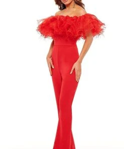 Rachel Allan - 50106 Draped Ruffle Jumpsuit