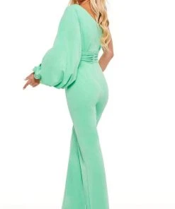 Rachel Allan - 50108 Bishop Sleeve One Shoulder Jumpsuit