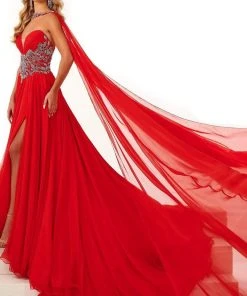 Rachel Allan - 50118 Beaded Choker Cascade Gown