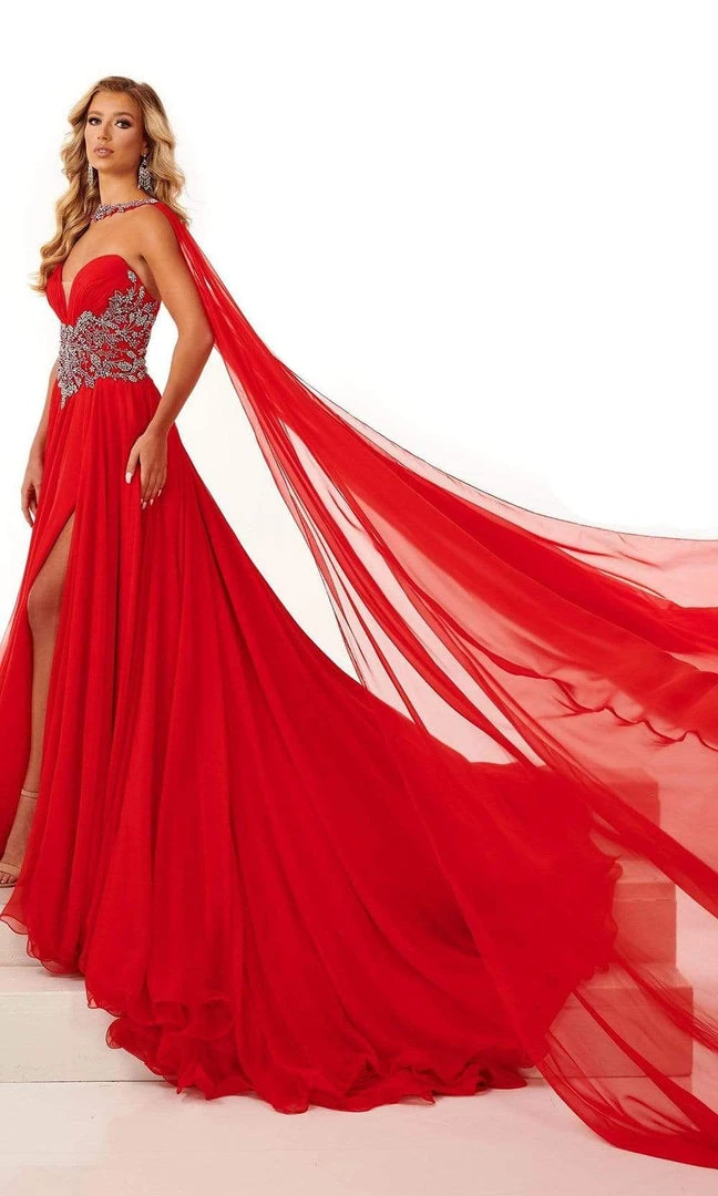 Rachel Allan - 50118 Beaded Choker Cascade Gown 3 Rachel Allan - 50118 Beaded Choker Cascade Gown