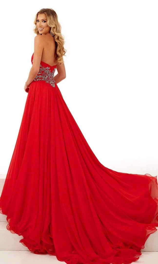 Rachel Allan - 50118 Beaded Choker Cascade Gown 5 Rachel Allan - 50118 Beaded Choker Cascade Gown