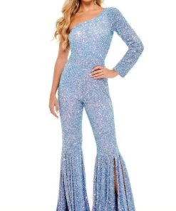 Rachel Allan - 50120 Sequined Split Hem Jumpsuit 12 Rachel Allan - 50120 Sequined Split Hem Jumpsuit
