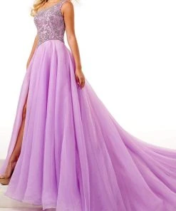 Rachel Allan - 50124 Embellished One Shoulder A-Line Dress