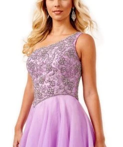 Rachel Allan - 50124 Embellished One Shoulder A-Line Dress 10 Rachel Allan - 50124 Embellished One Shoulder A-Line Dress