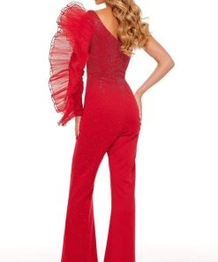 Rachel Allan - 50125 Ruffle Sleeve One Shoulder Jumpsuit 11 Rachel Allan - 50125 Ruffle Sleeve One Shoulder Jumpsuit