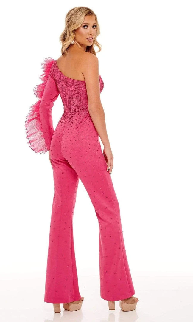 Rachel Allan - 50125 Ruffle Sleeve One Shoulder Jumpsuit 4 Rachel Allan - 50125 Ruffle Sleeve One Shoulder Jumpsuit