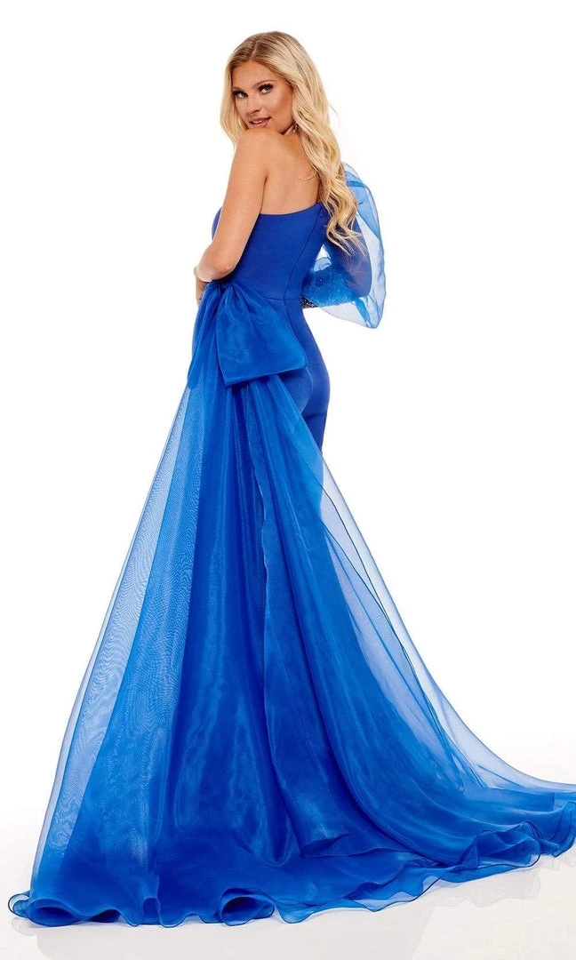 Rachel Allan - 50128 One Shoulder Puffed Beaded Jumpsuit 4 Rachel Allan - 50128 One Shoulder Puffed Beaded Jumpsuit