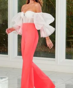 Rachel Allan 50145 - Off-Shoulder Bubble Sleeve Jumpsuit