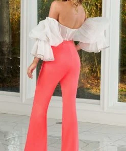 Rachel Allan 50145 - Off-Shoulder Bubble Sleeve Jumpsuit