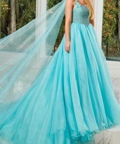 Rachel Allan 50156 - Bedazzled Asymmetric Evening Gown