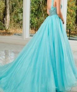 Rachel Allan 50156 - Bedazzled Asymmetric Evening Gown