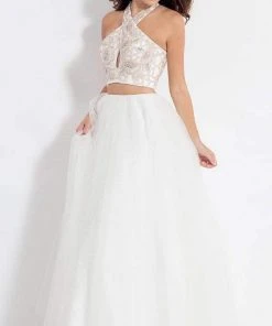 Rachel Allan - 6155 Two Piece Floral Halter Ballgown Long Dresses