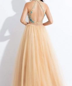 Rachel Allan - 6155 Two Piece Floral Halter Ballgown Long Dresses