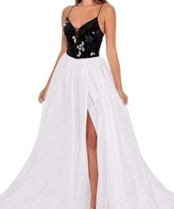 Rachel Allan - 70021 High Slit Cut Glass Bubble Hem Dress 8 Rachel Allan - 70021 High Slit Cut Glass Bubble Hem Dress