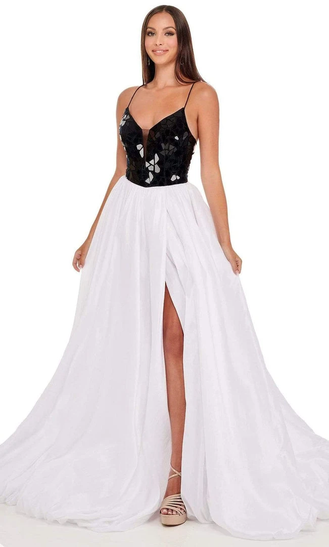 Rachel Allan - 70021 High Slit Cut Glass Bubble Hem Dress 5 Rachel Allan - 70021 High Slit Cut Glass Bubble Hem Dress