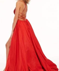 Rachel Allan - 70021 High Slit Cut Glass Bubble Hem Dress 7 Rachel Allan - 70021 High Slit Cut Glass Bubble Hem Dress