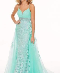 Rachel Allan - 70026 Sequined Mermaid Overskirt Gown