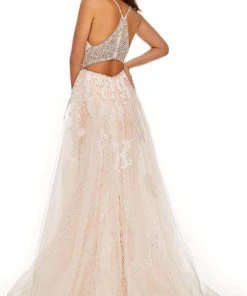 Rachel Allan - 70026 Sequined Mermaid Overskirt Gown