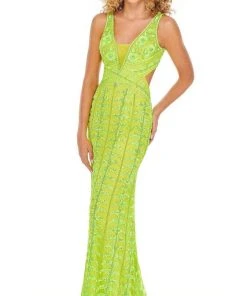 Rachel Allan - 70030 Long Beaded Cutout Sheath Gown
