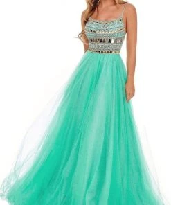 Rachel Allan - 70038 Geometric Cut Glass Tulle Dress