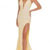 Rachel Allan - 70041 Sequined Plunging Halter High Slit Gown